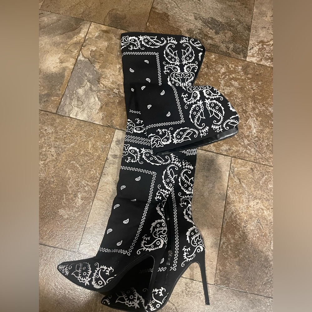 Knee high bandana boots